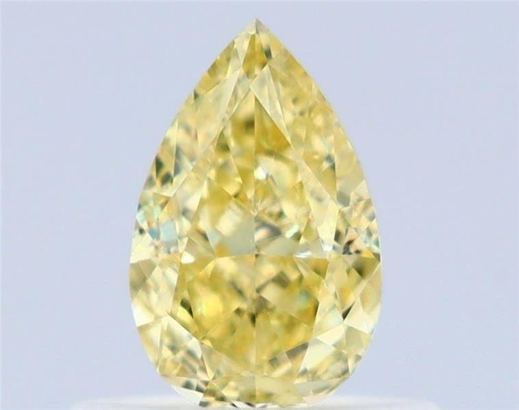 GIA Pear 0.52ct Fancy Intense Yellow VVS2 - Loose Natural Diamond: GIA Pear 0.52ct Fancy Intense Yellow VVS2 - Loose Natural Diamond GIA-certified Fancy Intense Yellow diamond, measuring 0.52 carats, boasts exceptional clarity with a VVS2 grade and impressive polish.
