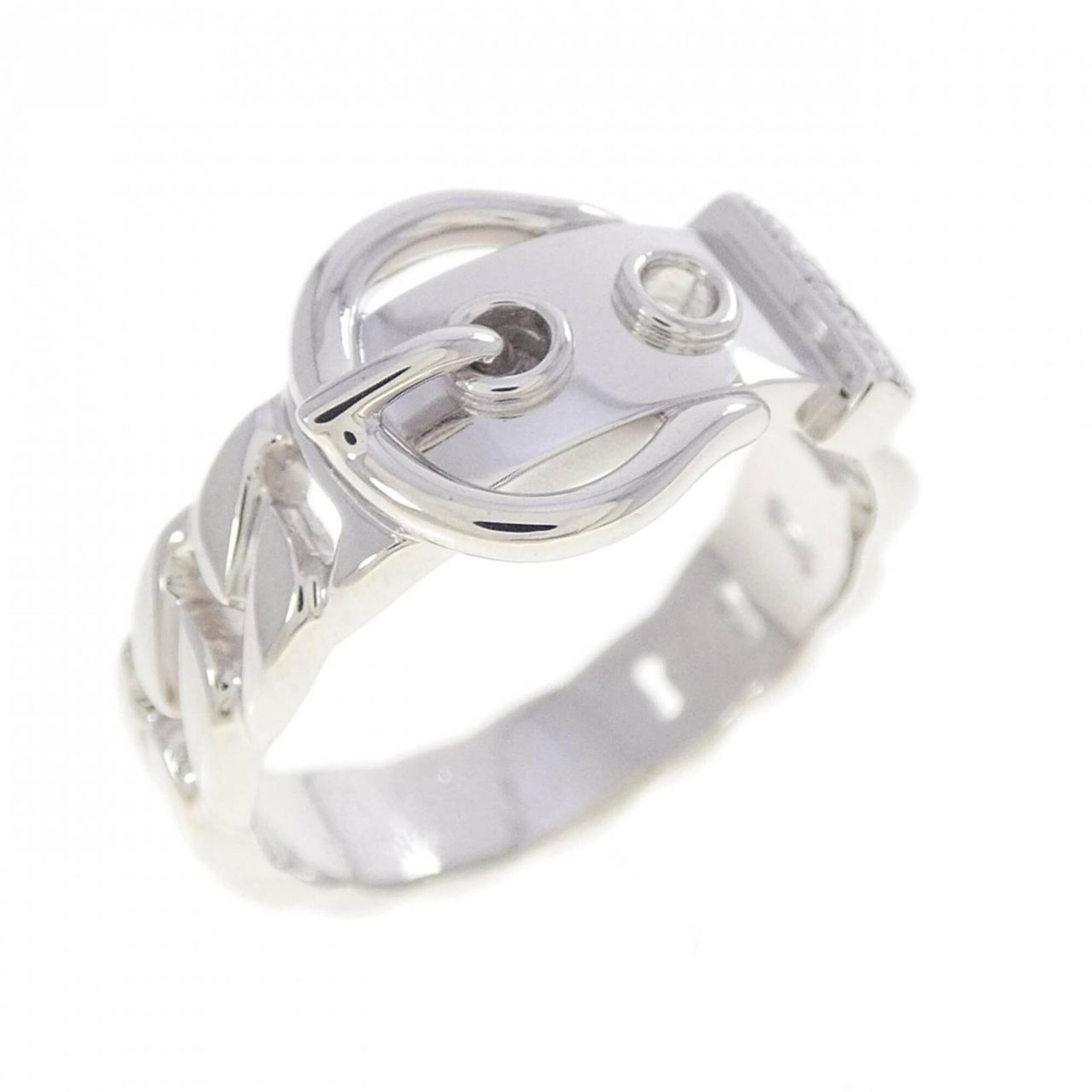 Ring Hermes Band: Ring Hermes Band The Ring Hermes Band boasts an elegant white gold design, featuring a diamond stone. This 18K band is available in a US size 7 and weighs approximately 7g. The ring bears the signatur
