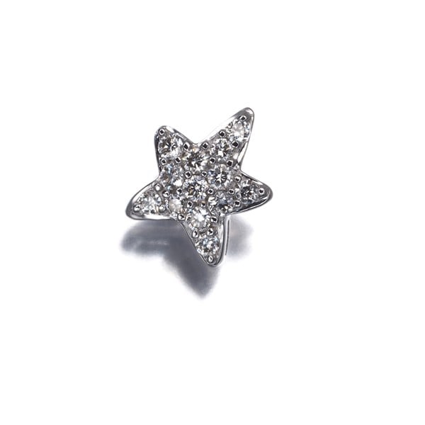 Diamond 0.12Ct Paved Star Pendant 18K 750 White Gold: Diamond 0.12Ct Paved Star Pendant 18K 750 White Gold The 0.12ct diamond pave star pendant in 18k white gold is a delicate and elegant design, featuring a total of 0.12 carats of natural diamonds set