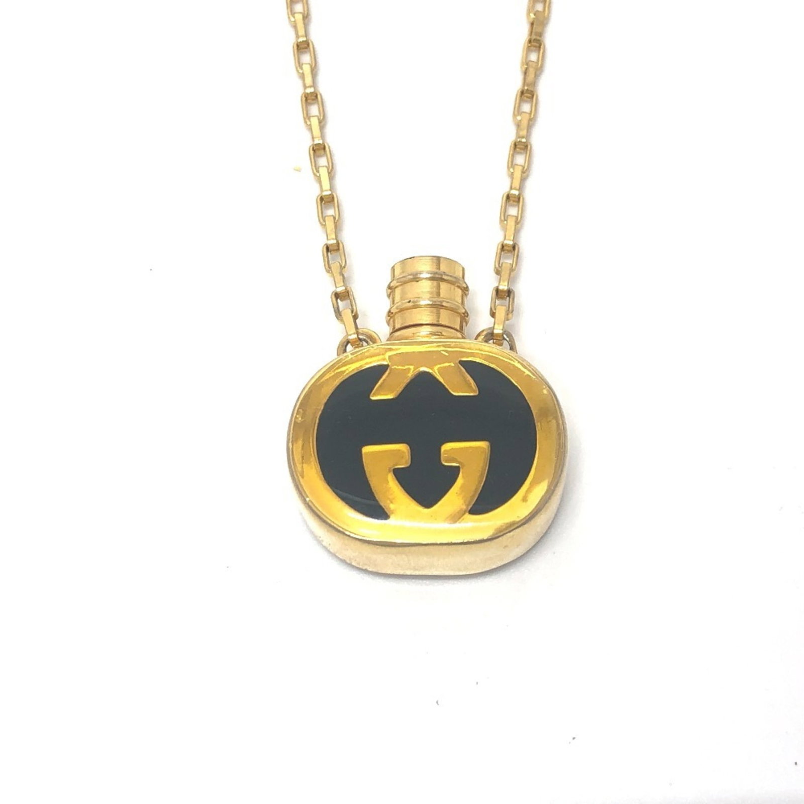 Gucci Gg Perfume Bottle Chain Necklace Accessory Small Item Gp Women'S Gold: Gucci Gg Perfume Bottle Chain Necklace Accessory Small Item Gp Women'S Gold Gucci's iconic perfume bottle chain necklace, a stylish accessory for women. This gold necklace features a pendant measuring