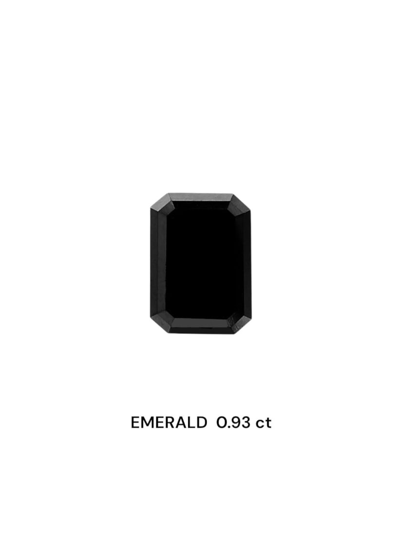 Emerald 0.93ct Fancy Black VVS2 - Loose Natural Diamond: Emerald 0.93ct Fancy Black VVS2 - Loose Natural Diamond 0.93ct Fancy Black VVS2 - Loose Natural Diamond with EX Polish and Symmetry, showcasing exceptional clarity and luster in its sleek black hue. M
