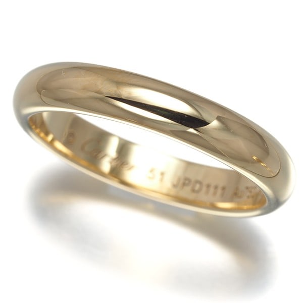 Cartier Eu51 18k 750 yellow gold ring 1895 wedding band 3.4mm: Cartier Eu51 18k 750 yellow gold ring 1895 wedding band 3.4mm 18k yellow gold Cartier ring from the iconic 1895 collection, boasting a timeless band design with a width of 3.4mm. This elegant piece fe