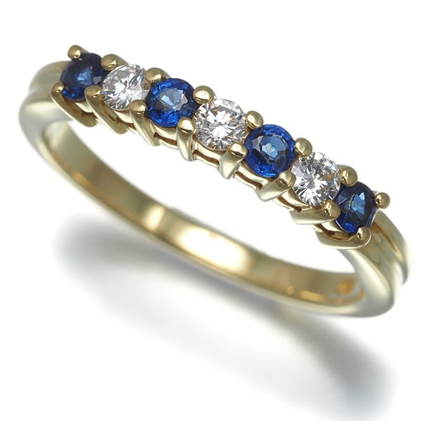 Diamond ring forever band us6-6.25 sapphire tiffany&co 18k yg: Diamond ring forever band us6-6.25 sapphire tiffany&co 18k yg US6-6.25 Sapphire and Diamond Forever Band from Tiffany & Co., crafted in 18k yellow gold, features a natural sapphire main stone surround