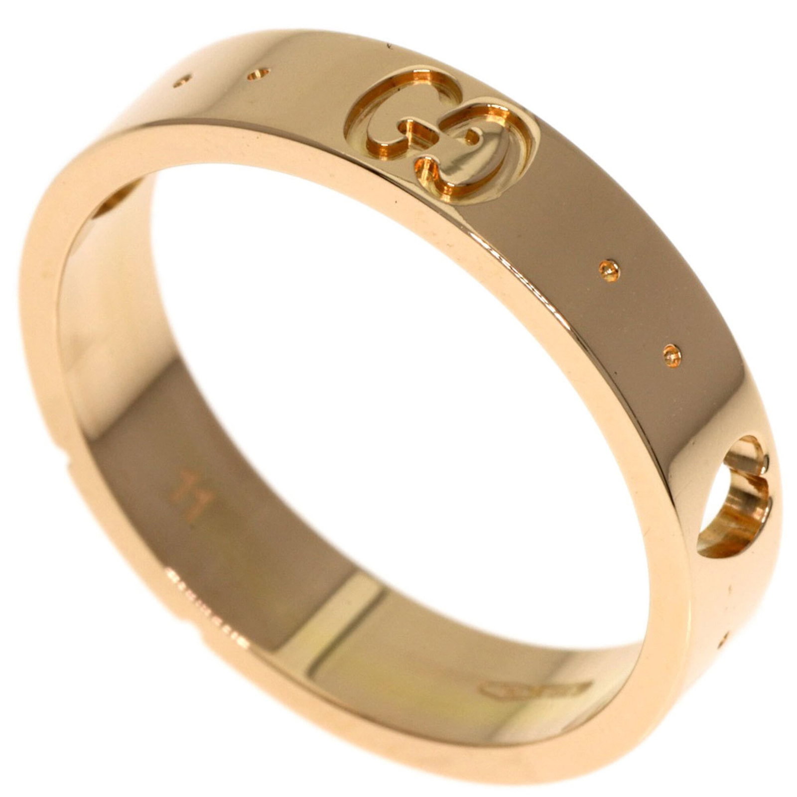 Pink gold band ring from Gucci: Pink gold band ring from Gucci Pink gold band ring from Gucci, featuring 18K pink gold material and a US size 6 fit. This iconic design showcases the luxury brand's signature style with its elegant ba
