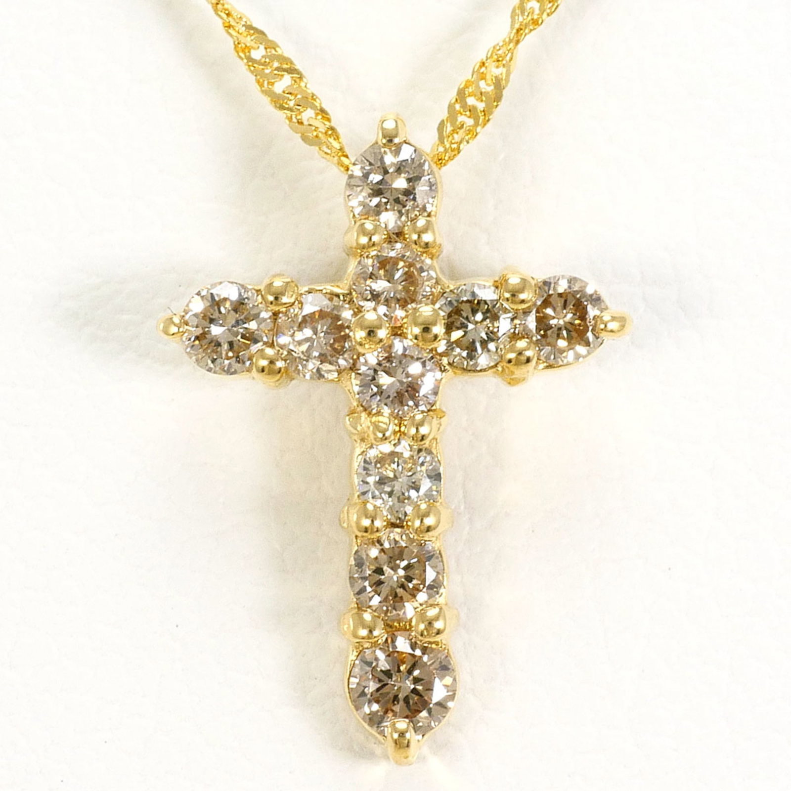 18K (18-Karat) Yellow Gold Necklace With 0.30Ct Diamond Total Weight 1.7G 40Cm Length Jewelry (1 of 5)