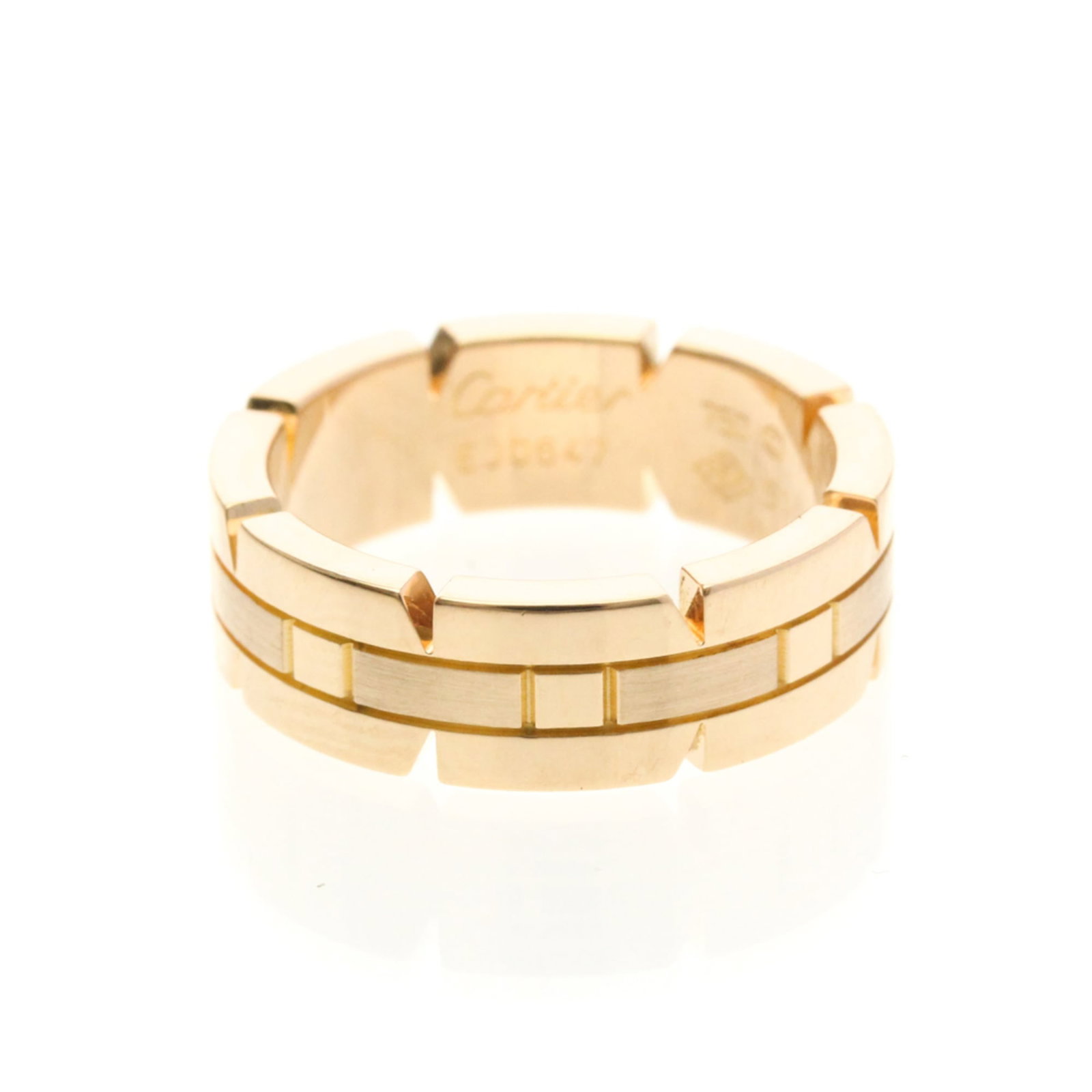 Pink Gold Cartier Ring Band: Pink Gold Cartier Ring Band Pink gold Cartier Ring Band, featuring the iconic Tank Francaise style, boasts a sleek and sophisticated design with a width of 6mm. Made from high-quality 18K pink gold, t