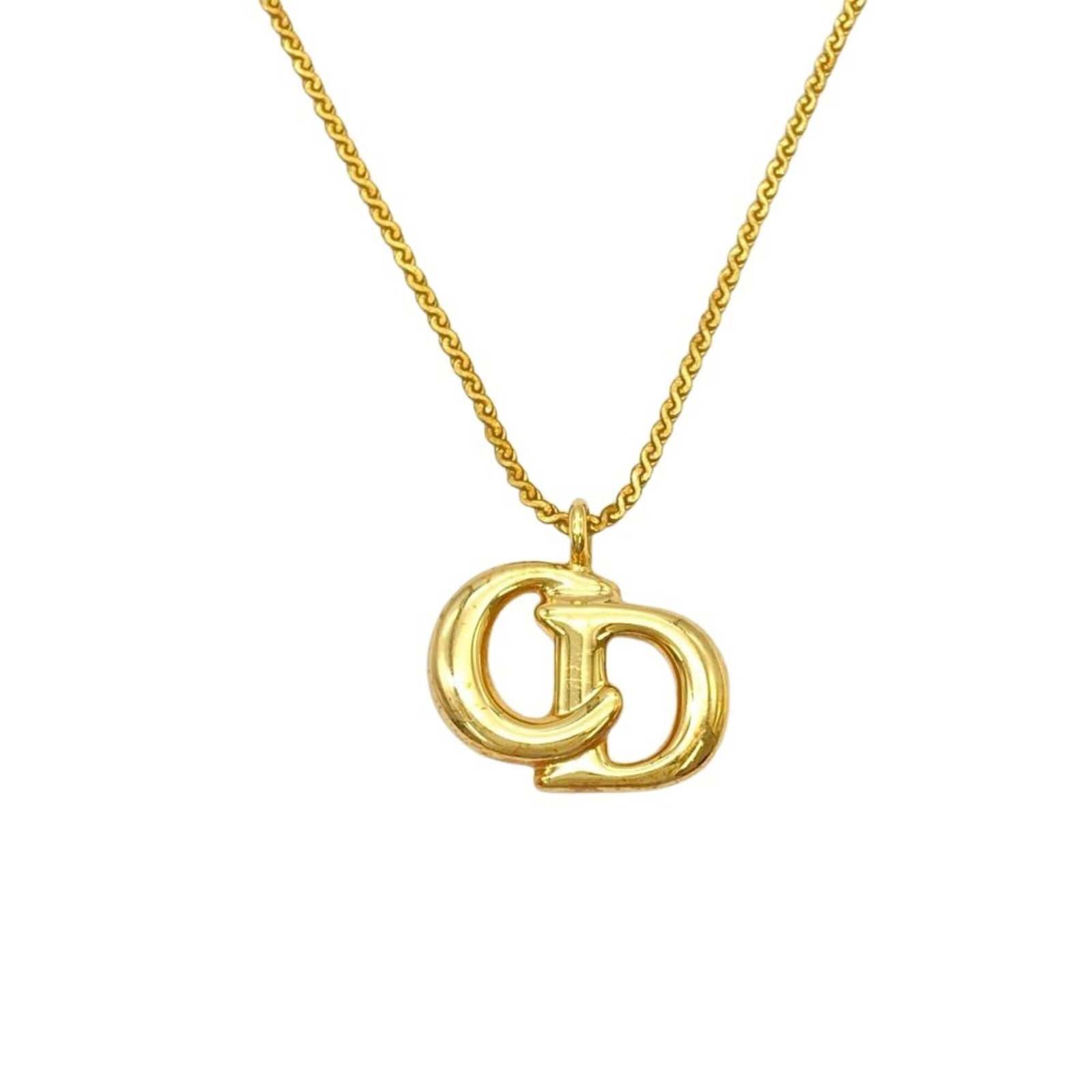 Christian Dior Women's Cd Logo Gp Gold Necklace: Christian Dior Women's Cd Logo Gp Gold Necklace Gold plating, the Cd logo pendant shines brightly on a gold plated chain, measuring 43 cm in circumference. The necklace features a 13mm x 17mm pendant 