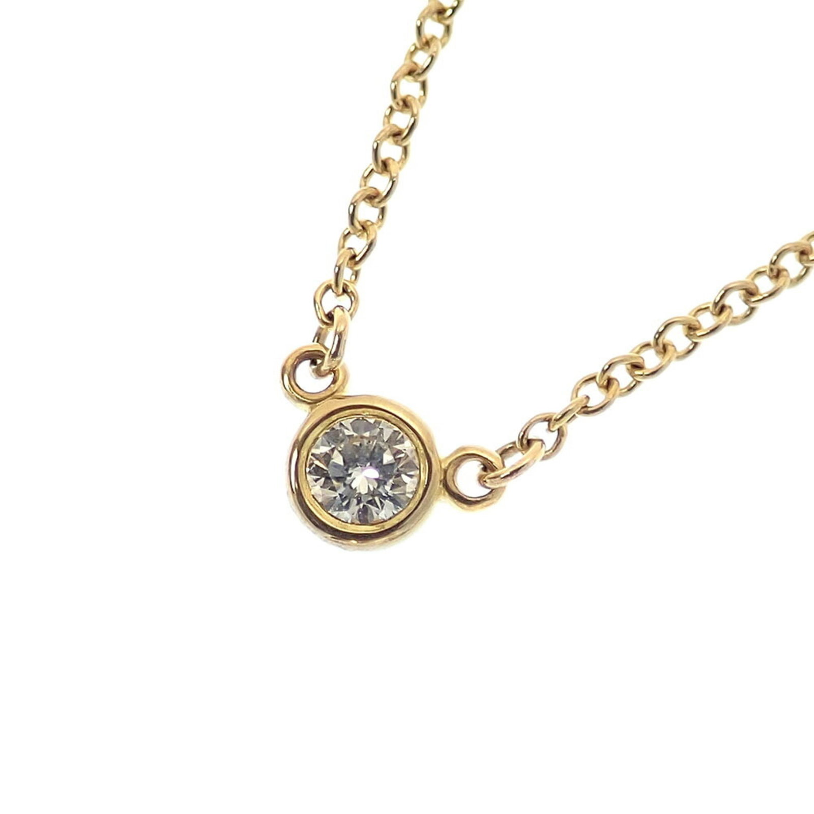 Tiffany & Co. By The Yard Necklace For Women Diamond 18K Yellow Gold (1.8G) 750 Gold C209163: Tiffany & Co. By The Yard Necklace For Women Diamond 18K Yellow Gold (1.8G) 750 Gold C209163 Tiffany & Co.'s By The Yard Necklace showcases a striking diamond pendant suspended from an 18K yellow gold
