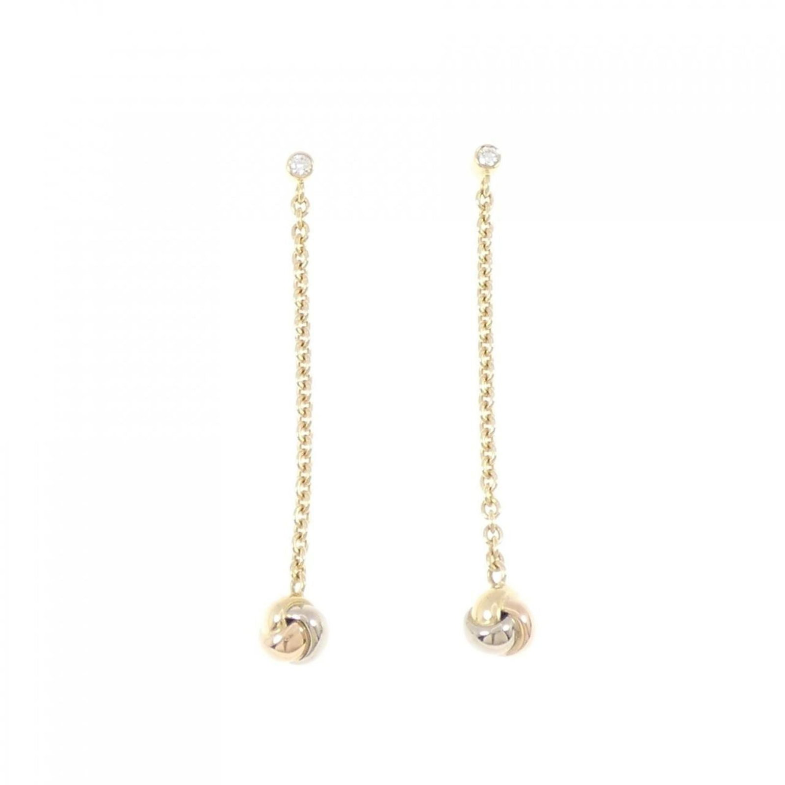 Pink Gold Cartier 18K Yellow White Gold Chain Earrings: Pink Gold Cartier 18K Yellow White Gold Chain Earrings Pink Gold Cartier Chain Earrings in 18K Yellow, White, and Pink Gold. These elegant chain earrings showcase the intricate details of Cartier's