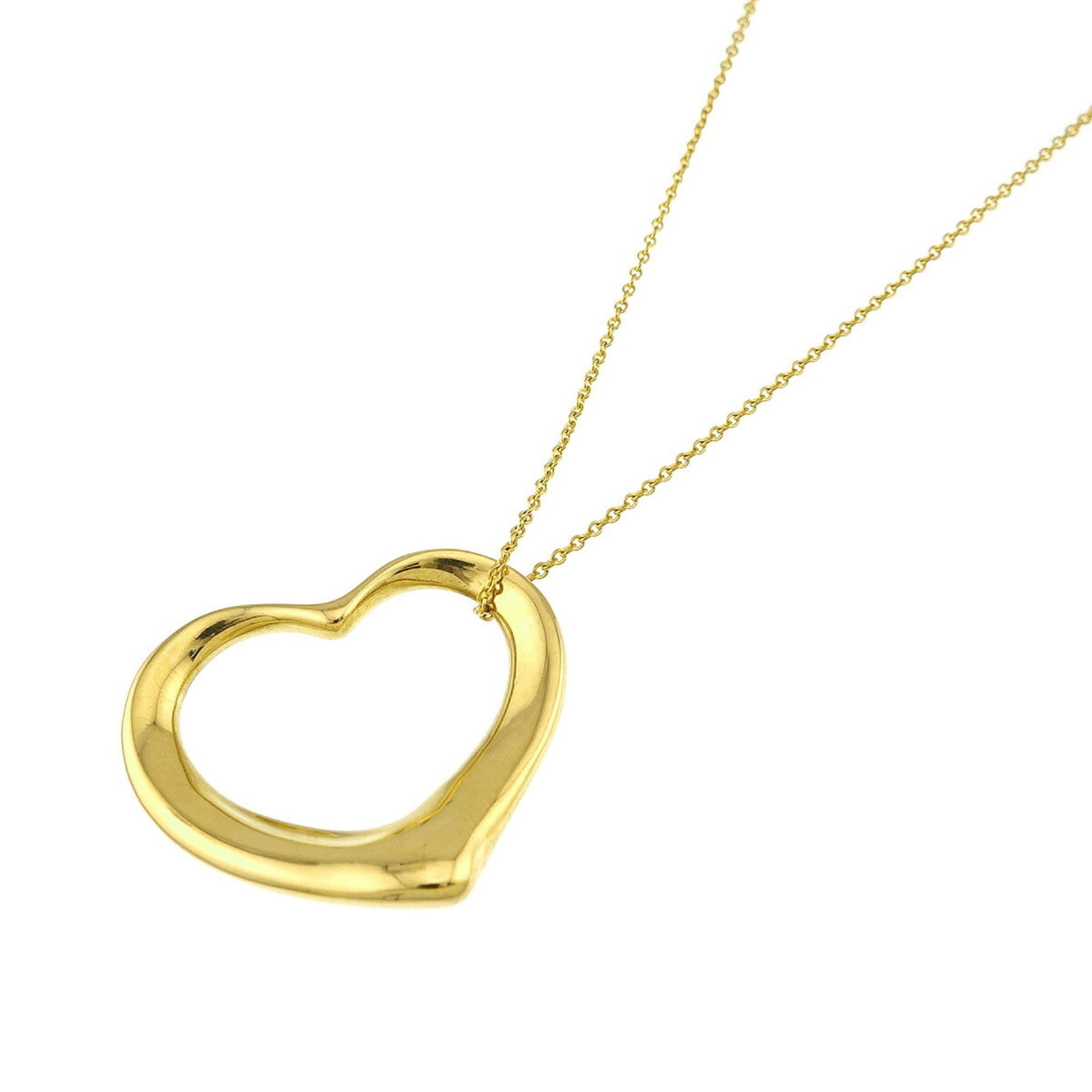 Tiffany & Co. Heart Necklace 28Mm Wide 45Cm Length 18K Yellow Gold (750) Open Necklace: Tiffany & Co. Heart Necklace 28Mm Wide 45Cm Length 18K Yellow Gold (750) Open Necklace Tiffany & Co.'s iconic heart necklace boasts a striking 28mm width and 24.5mm pendant size, set against an 18K ye