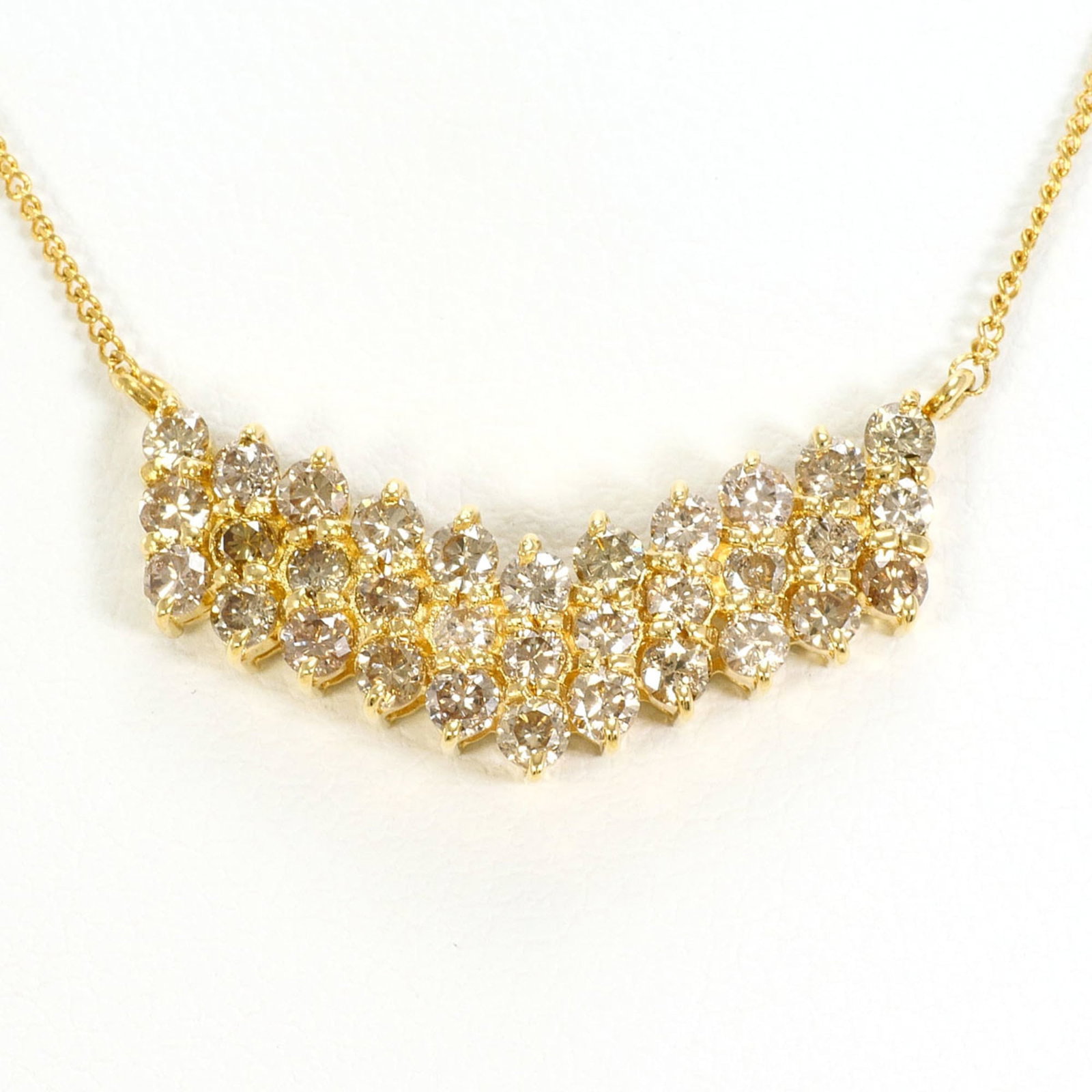 18K (18-Karat) Yellow Gold Necklace With Brown Diamond 1.00Ct Total Weight 2.9G 42Cm Jewelry (1 of 7)