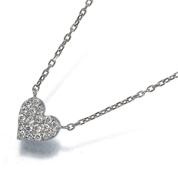 Star Jewelry Necklace Diamond 0.08Ct Paved Heart 950 Platinum (1 of 4)