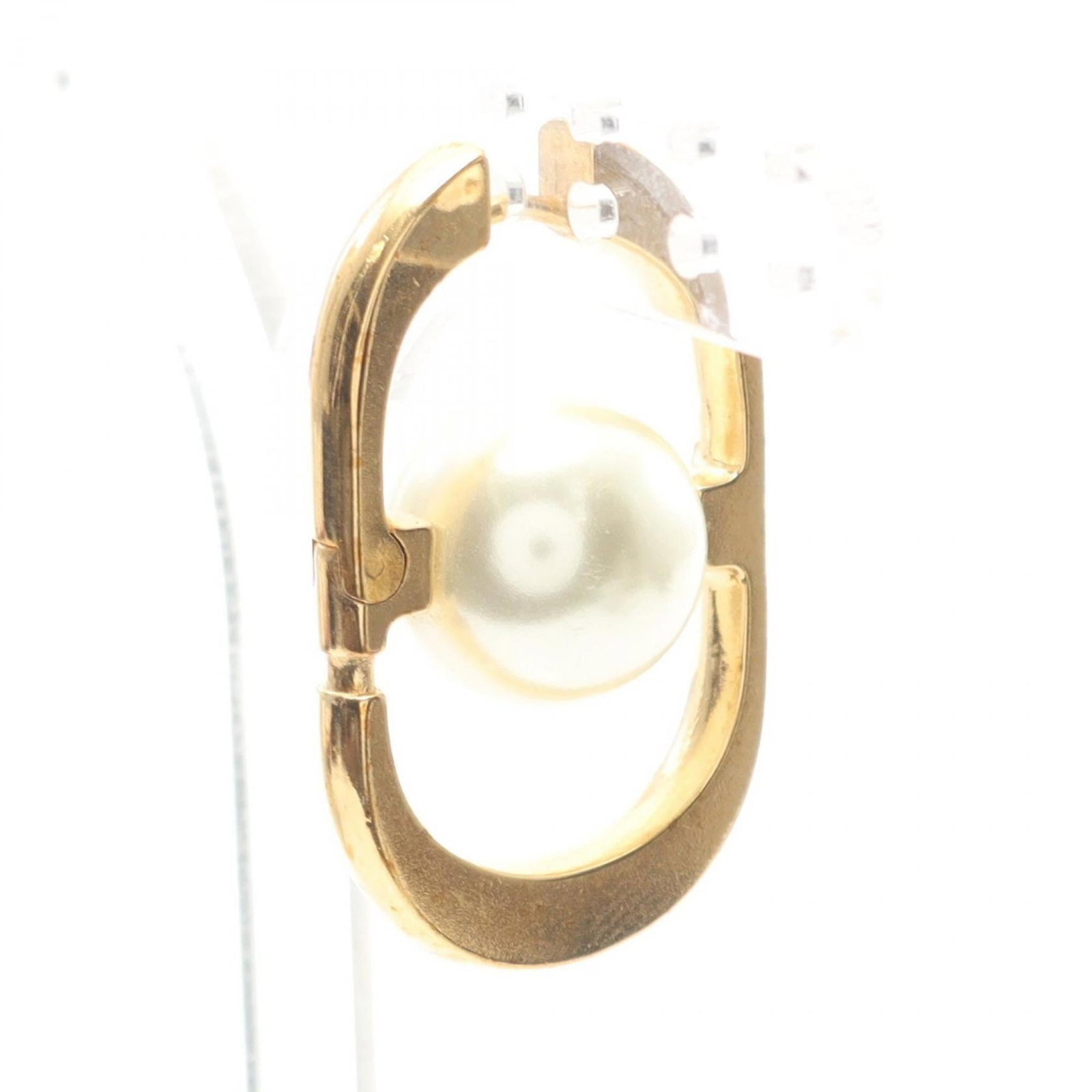 Christian Dior Stud Earrings Artificial Pearl Gold Plating (1 of 7)