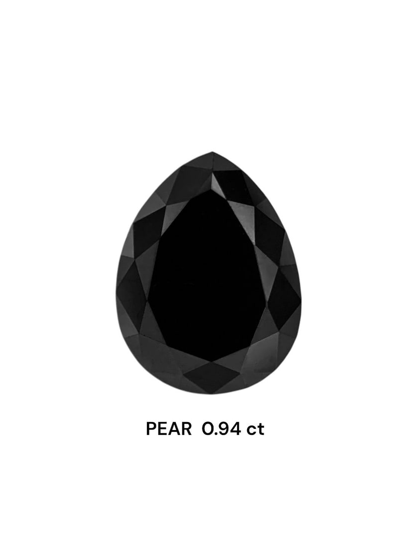 Pear 0.94ct Fancy Black VVS2 - Loose Natural Diamond: Pear 0.94ct Fancy Black VVS2 - Loose Natural Diamond The 0.94ct Fancy Black VVS2 loose natural diamond boasts exceptional clarity and polish, with an EX symmetry that showcases its beauty. Its Fancy B