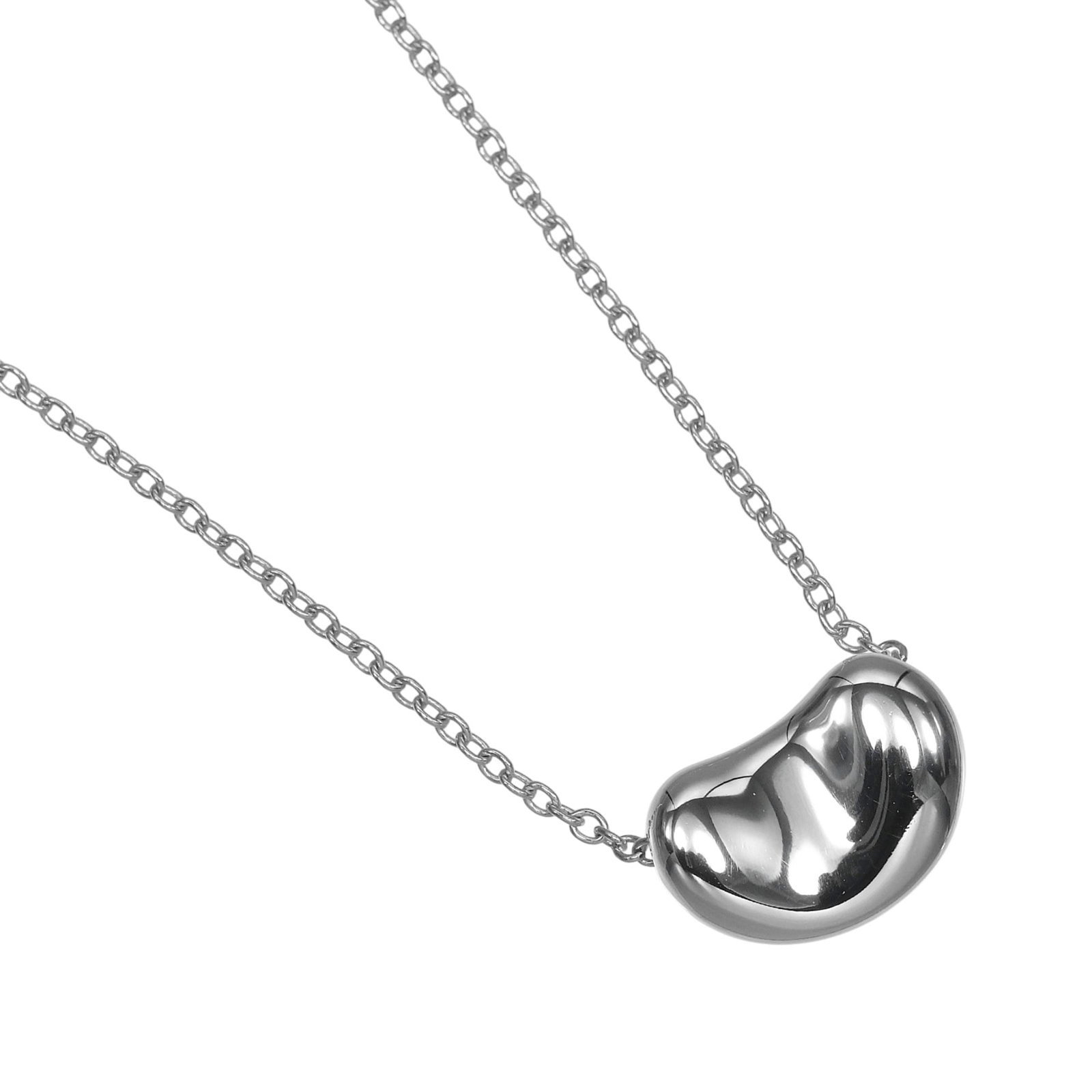 Tiffany & Co. Bean Necklace Pt950 Platinum Approx. 6.5G Women'S.: Tiffany & Co. Bean Necklace Pt950 Platinum Approx. 6.5G Women'S. Tiffany & Co. Bean Necklace Pt950 Platinum features a stunning 7.6mm x 11.1mm platinum pendant, set in a high-quality platinum chain wi
