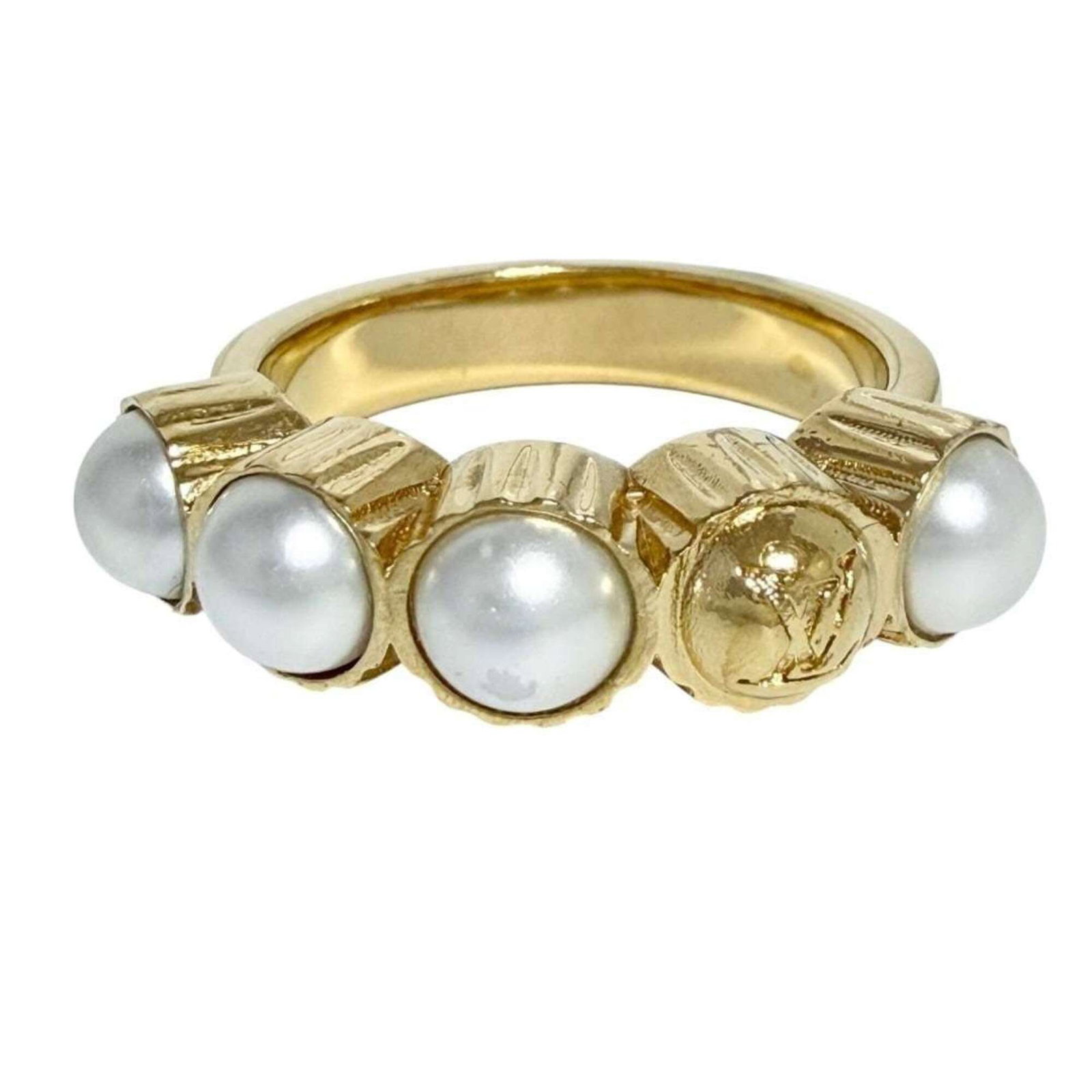 Artificial Pearl Louis Vuitton Metal Band Ring (1 of 10)