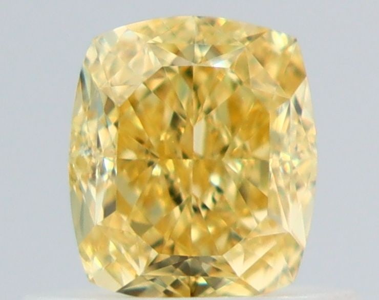 GIA Cushion Brilliant 0.61ct Fancy Intense Yellow VVS2 - Loose Natural Diamond: GIA Cushion Brilliant 0.61ct Fancy Intense Yellow VVS2 - Loose Natural Diamond GIA certified, this 0.61ct Fancy Intense Yellow VVS2 diamond boasts exceptional clarity and polish, with an EX rating tha