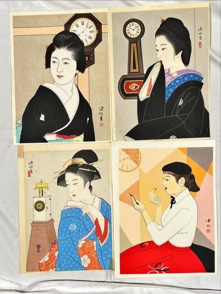 Woodblock Print Series Clock Set Japanese Art Bijinga Beauty Ito Shinsui: Woodblock Print Series Clock Set Japanese Art Bijinga Beauty Ito Shinsui Item Specifics: Artist: Ito Shinsui Subject: Bijinga (Beautiful Women / Clock Series) Material: Woodblock Print on Paper Style: