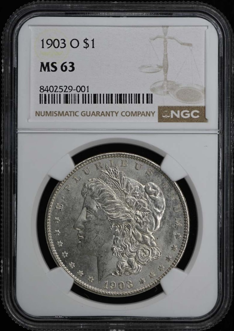 Morgan Dollar S$1 1903 MS63 NGC: Morgan Dollar S$1 1903 MS63 NGC The 1903 Morgan Dollar S$1 MS63 NGC features a high level of detail and luster, with its circulated status showcasing the natural wear and tear that occurred during its
