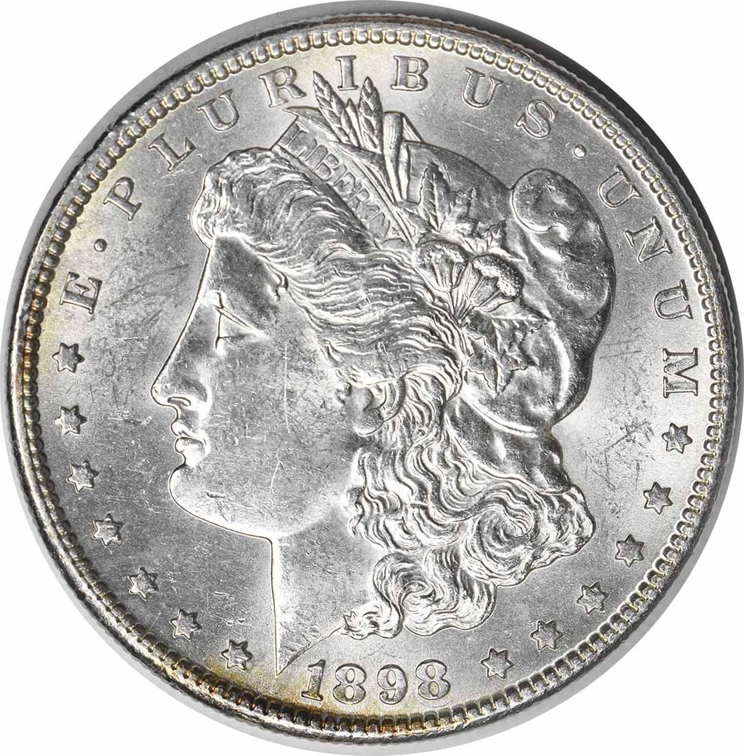 Silver Dollar Morgan AU Uncertified Slider 1898: Silver Dollar Morgan AU Uncertified Slider 1898 The Silver Dollar Morgan AU Uncertified Slider 1898 boasts a rich history as a circulated coin, minted in San Francisco with its distinctive reeded edge
