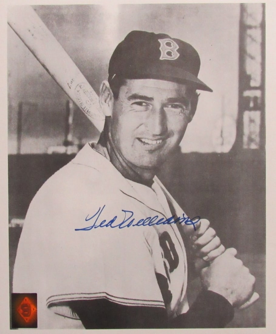Ted Williams HOF Signed/ Auto 11x14 Photo Red Sox Green Diamond Holo TWF 198577: Ted Williams HOF Signed/ Auto 11x14 Photo Red Sox Green Diamond Holo TWF 198577 Authentic Ted Williams HOF Signed 11x14 Photo with Red Sox Green Diamond Hologram. This rare photo features the legendar