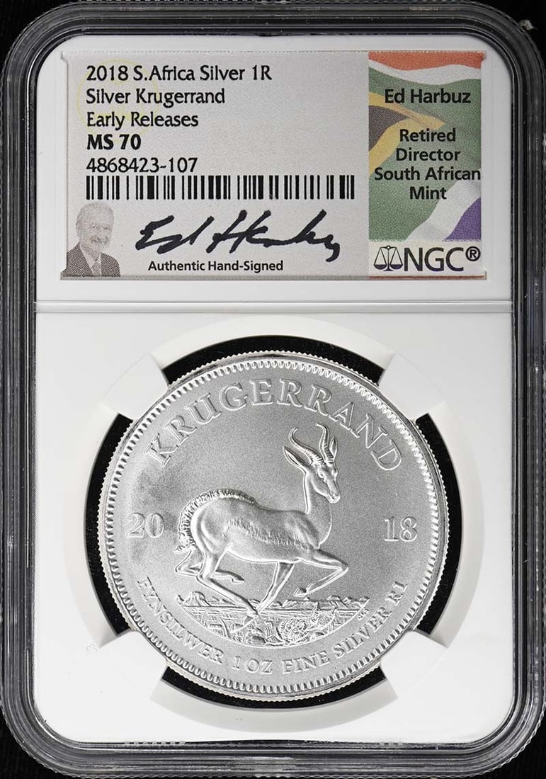 2018 S.Africa Krugerrand Early Releases S1KR NGC MS70: 2018 S.Africa Krugerrand Early Releases S1KR NGC MS70 2018 S.Africa Krugerrand Early Releases S1KR NGC MS70 is an uncirculated coin from South Africa, certified by the Numismatic Guaranty Corporation 