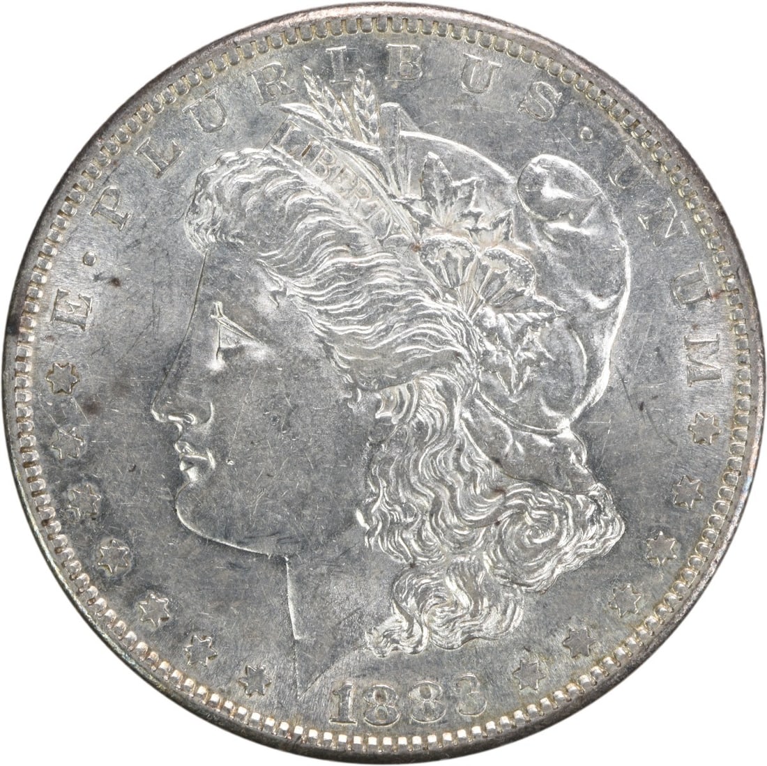Morgan Silver Dollar 1883 AU Uncertified: Morgan Silver Dollar 1883 AU Uncertified The Morgan Silver Dollar 1883 is an Uncertified Circulated coin, weighing 26.73 grams and featuring the iconic S mint mark from San Francisco. Made with 90% si