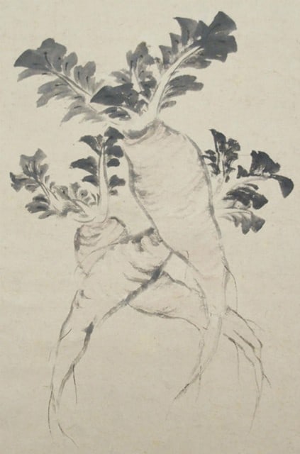 Tanomura Chikuden Antique Hanging Scroll Daikon Radish Ink Painting Edo Bunjinga: Tanomura Chikuden Antique Hanging Scroll Daikon Radish Ink Painting Edo Bunjinga Item Specifics: Artist: Tanomura Chikuden Subject: Daikon Radish Material: Ink on Paper Style: Japanese Year Of Product