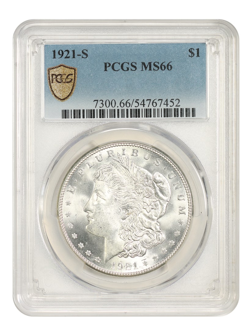 PCGS MS66 $1 Morgan Dollar Final Year S-Mint: PCGS MS66 $1 Morgan Dollar Final Year S-Mint The PCGS MS66 $1 Morgan Dollar Final Year S-Mint is an uncirculated coin featuring the iconic design of George T. Morgan, minted in San Francisco in 1921. 