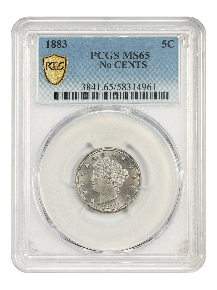 1883 5C PCGS MS65 (No CENTS) - Liberty Nickel - Popular 1-Year Type Coin: 1883 5C PCGS MS65 (No CENTS) - Liberty Nickel - Popular 1-Year Type Coin The 1883 Liberty Nickel, graded MS65 by PCGS, boasts exceptional condition with minimal wear. This highly sought-after coin fea