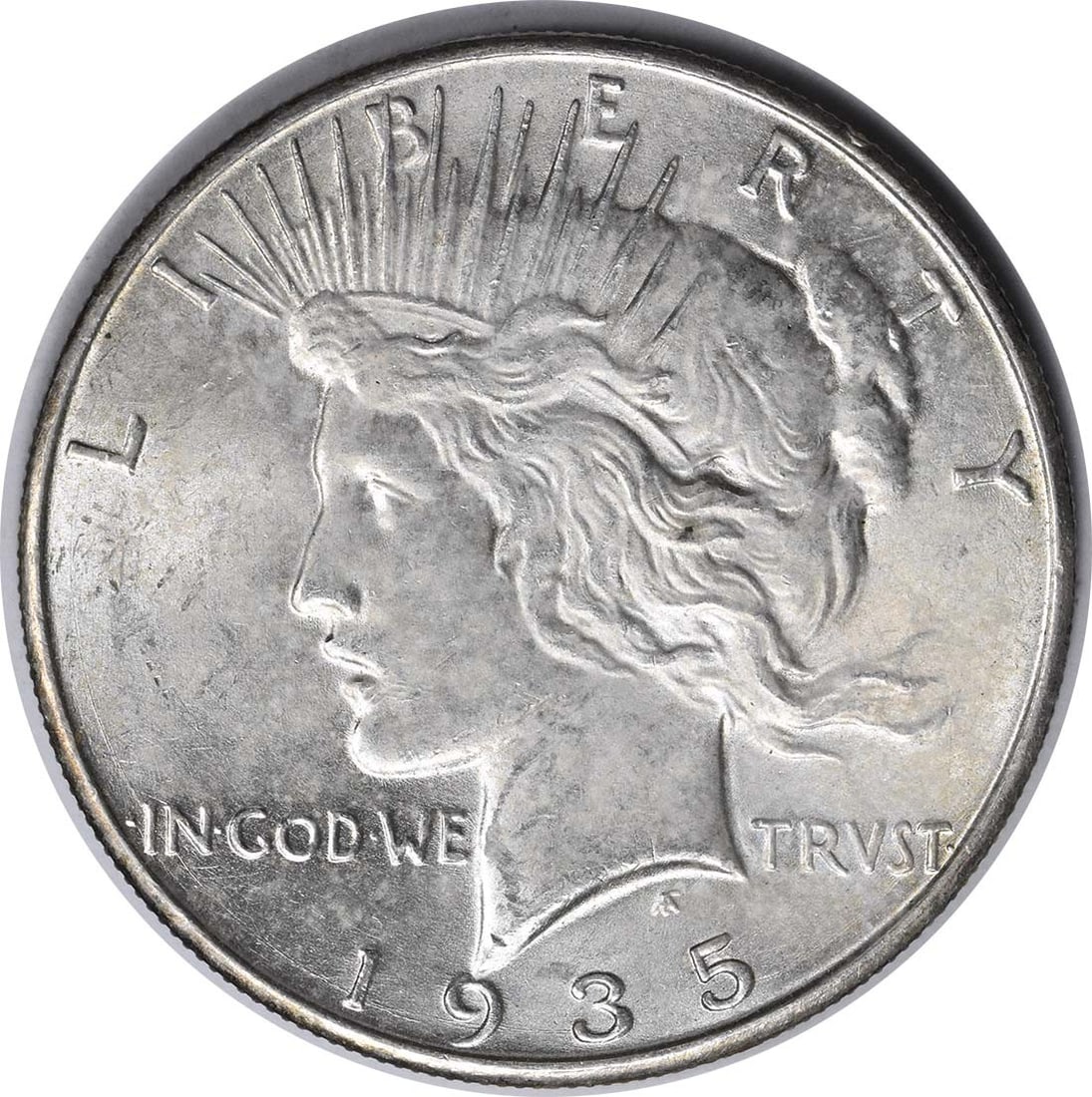 VAM 1D Peace Silver Dollar Discovery Coin 1935 BU: VAM 1D Peace Silver Dollar Discovery Coin 1935 BU The VAM 1D Peace Silver Dollar Discovery Coin is an uncirculated 1935 BU coin, certified as Uncirculated. This silver dollar features a unique composi