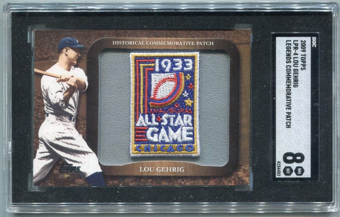 Lou Gehrig 2009 Topps Legends Commemorative Patch Card #LPR-4 SGC Graded 8 (1 of 2)