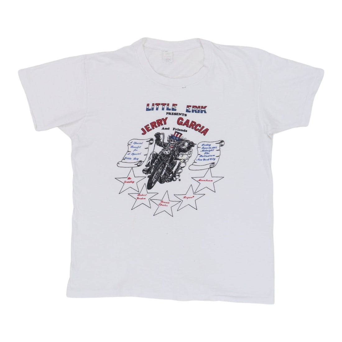1982 Jerry Garcia New York Palladium Concert Shirt: 1982 Jerry Garcia New York Palladium Concert Shirt Authentic 1982 Jerry Garcia New York Palladium Concert Shirt, featuring the iconic artist's image and tour dates embroidered on the front. This vinta