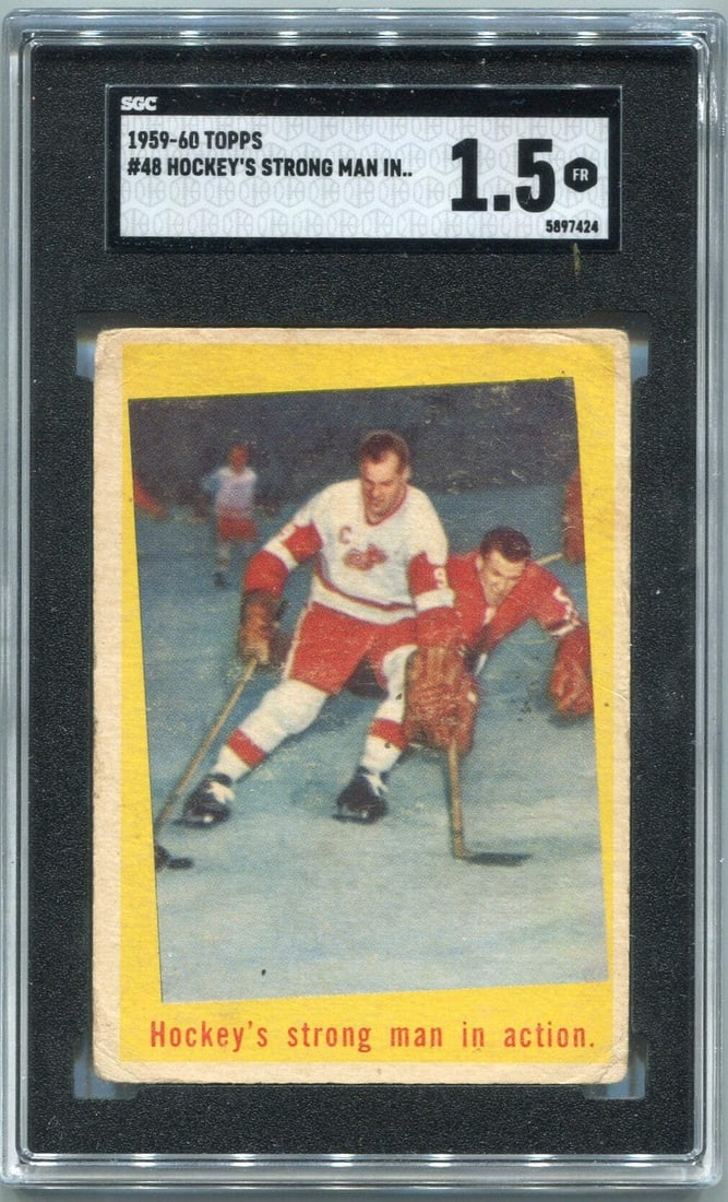 Gordie Howe 1959 - 1960 Topps Hockey's Strong Man In Action Card #48 SGC Graded (1 of 2)