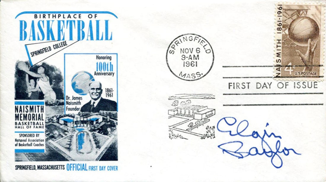 Hall of Fame Basketball Baylor Autographed Elgin Envelope (1 of 1)