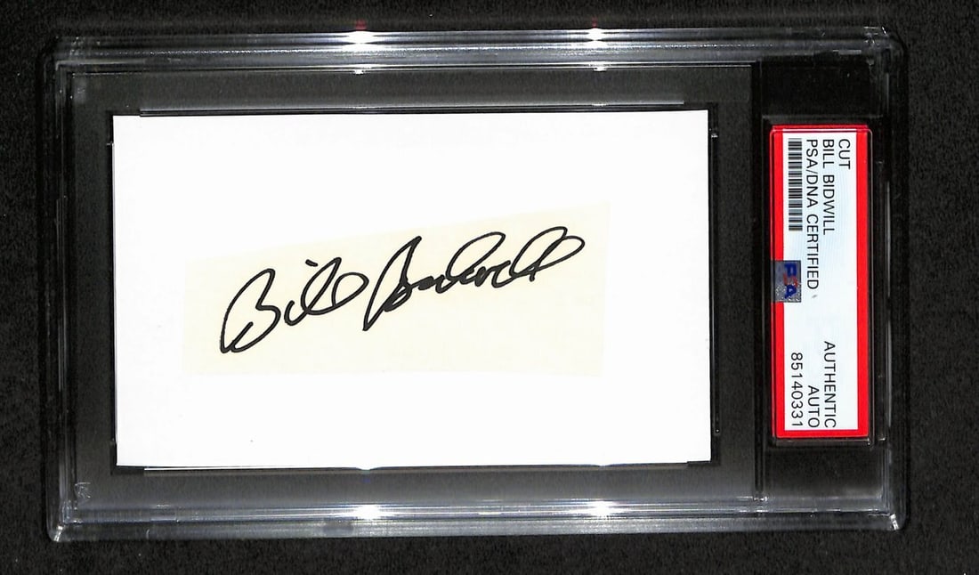 Bill Bidwell Autographed 3x5 Cut Card PSA/ DNA 186539 (1 of 1)