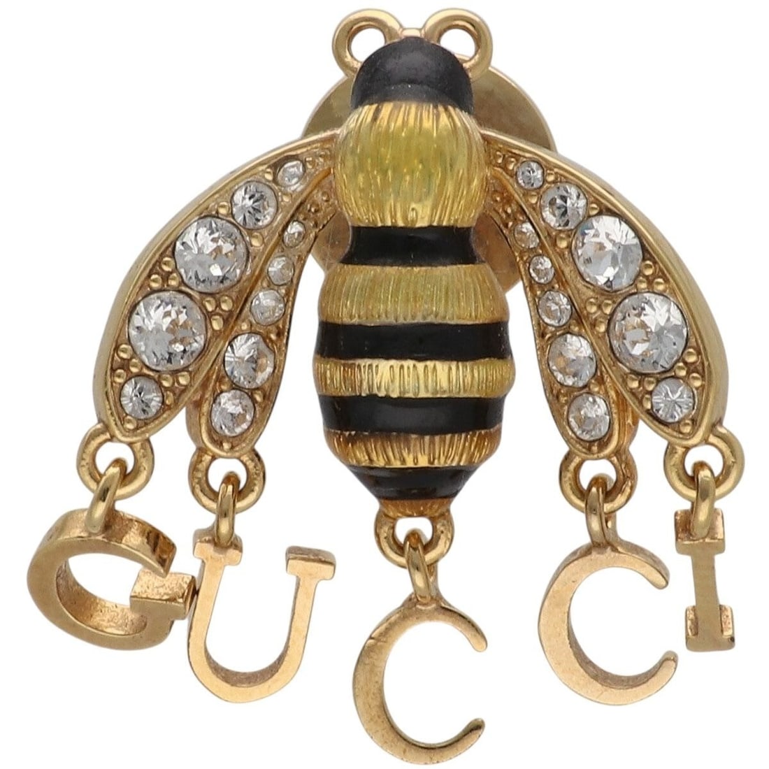 Rare Gucci bee rhinestone pin gold brooch motif logo: Rare Gucci bee rhinestone pin gold brooch motif logo Item Specifics: Brand: Gucci Type: Brooch Color: Gold Theme: Bee Material: Metal Product Disclaimer: Items may exhibit light wear, such as minor sc