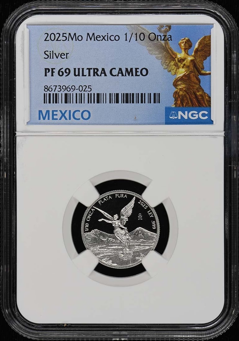 2025 Mo Mexico 1/ 10 Onza Libertad Silver NGC PF69UC Low Mintage 1500: 2025 Mo Mexico 1/ 10 Onza Libertad Silver NGC PF69UC Low Mintage 1500 Item Specifics: Circulated/Uncirculated: Uncirculated Year: 2025 Certification: NGC Certification Number: 8673969025 Grade: PR69 P