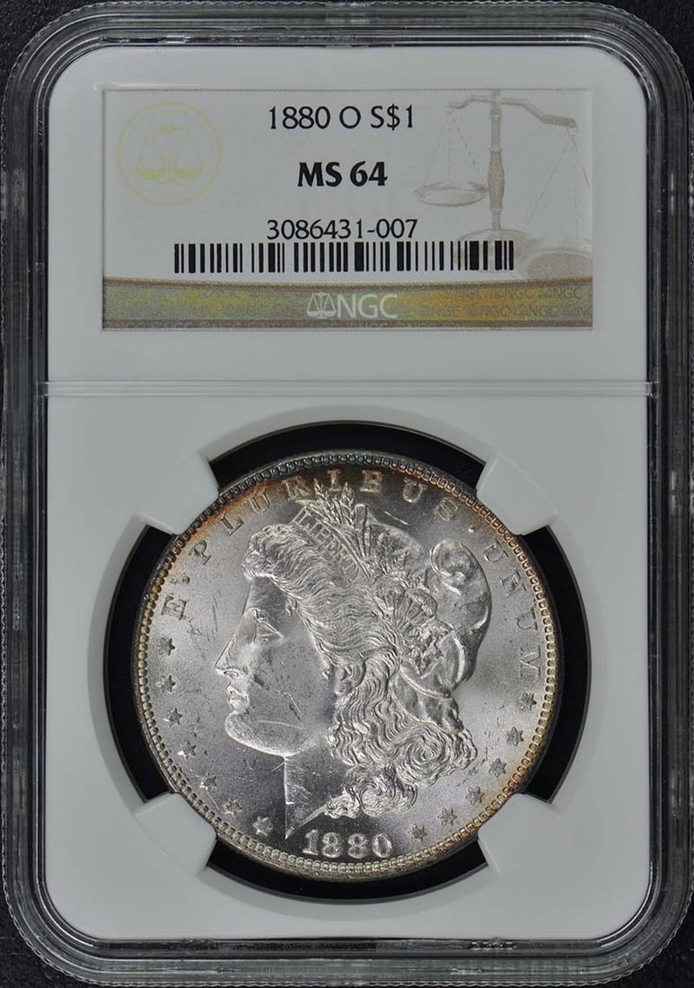 MS64 Dollar S$1 1880-O Morgan: MS64 Dollar S$1 1880-O Morgan MS64 Dollar S$1 1880-O Morgan, certified by NGC with a grade of MS64, showcases its exceptional condition as an uncirculated mint piece from the New Orleans mint. The 188