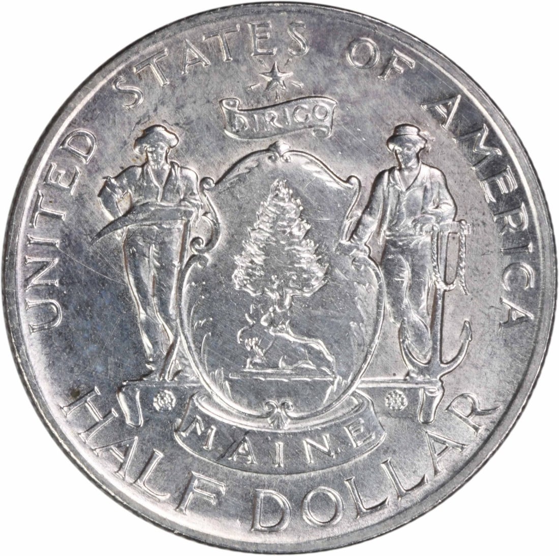 Maine Commemorative Silver Half Dollar 1920 AU Uncertified: Maine Commemorative Silver Half Dollar 1920 AU Uncertified The Maine Commemorative Silver Half Dollar, minted in 1920, boasts an impressive silver composition and reeded edge. With a mintage of just 5