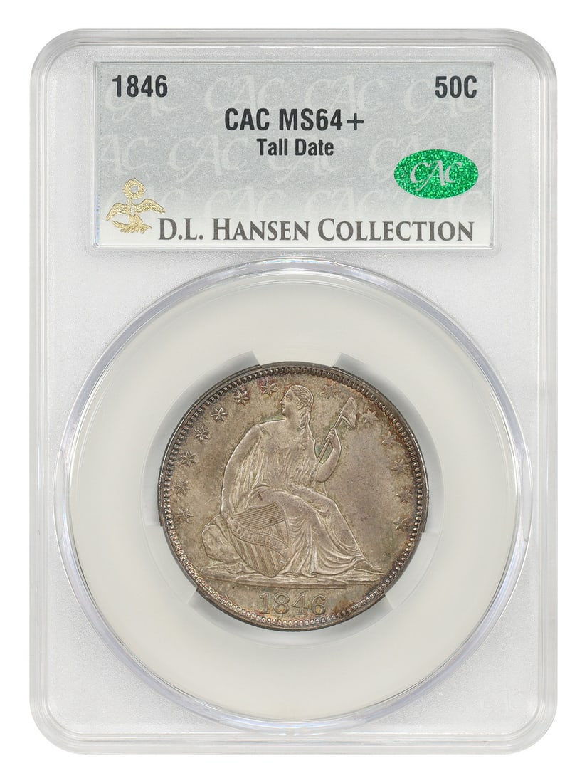 1846 50C CACG MS64+ (Tall Date) ex: D.L. Hansen - Liberty Seated Half Dollar: 1846 50C CACG MS64+ (Tall Date) ex: D.L. Hansen - Liberty Seated Half Dollar 1846 50C CACG MS64+ (Tall Date) ex: D.L. Hansen - Liberty Seated Half Dollar, certified by the Coin Advisory Committee Grou