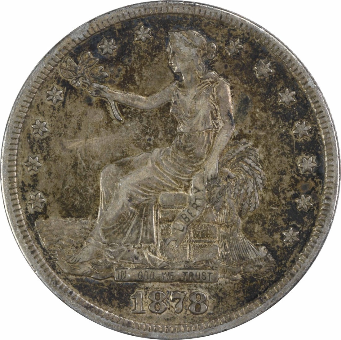 Trade Silver Dollar EF Uncertified 1878-S: Trade Silver Dollar EF Uncertified 1878-S The 1878-S Trade Silver Dollar EF Uncertified coin boasts an impressive diameter of 38.10 millimeters and features the distinctive reeded edge,