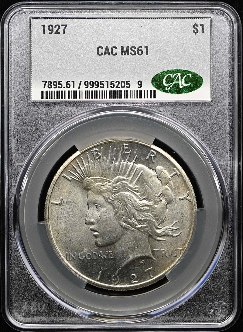 1927 $1 Peace Dollar CACG MS61 (1 of 3)