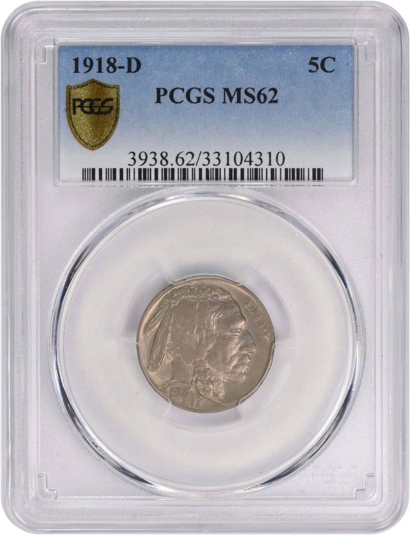MS62 PCGS Buffalo Nickel 1918-D: MS62 PCGS Buffalo Nickel 1918-D Item Specifics: Certification: PCGS Circulated/Uncirculated: Uncirculated Year: 1918 Mint Location: D Km Number: 134 Denomination: 5C Grade: MS62 Composition: Nickel Co