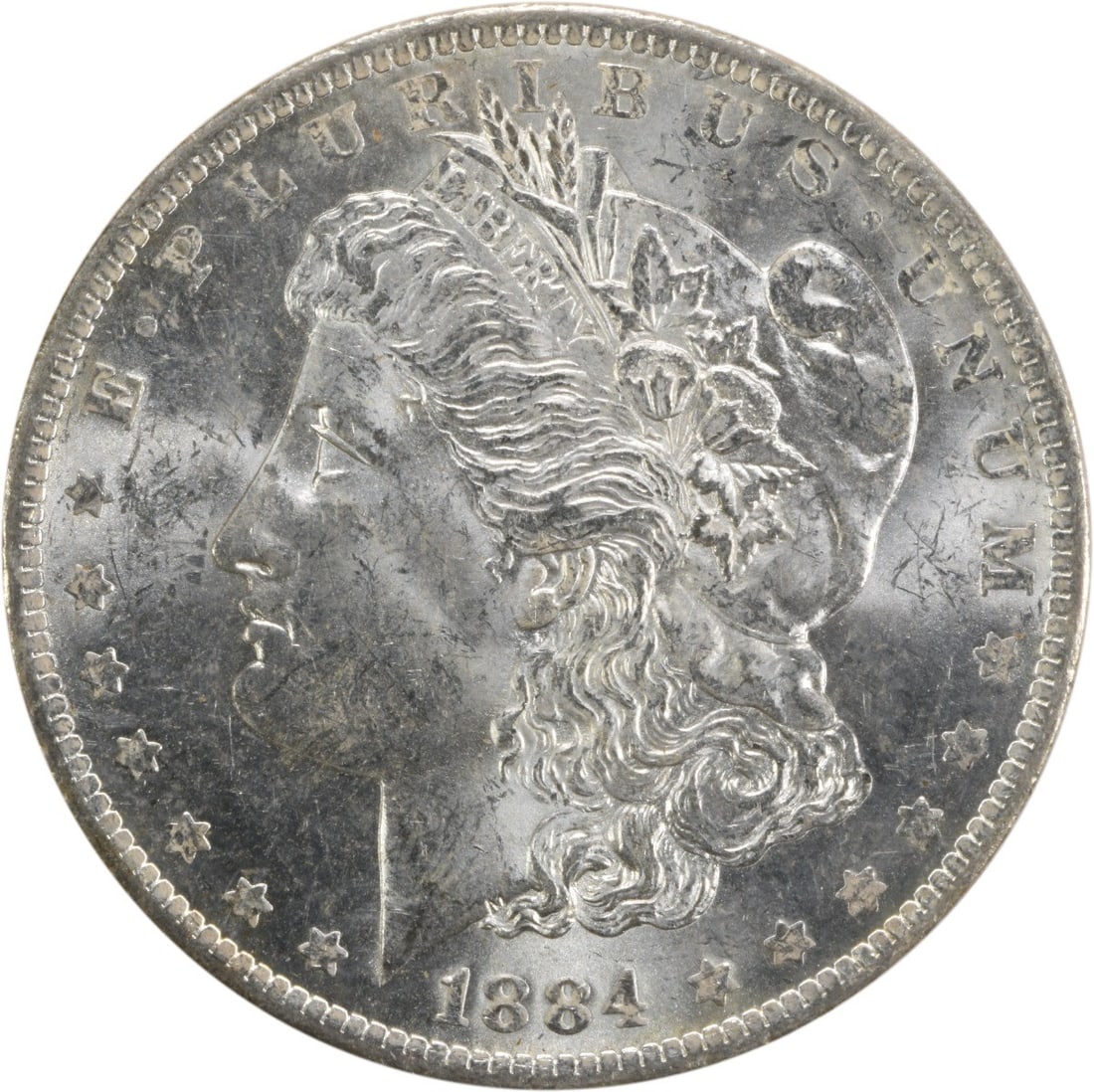 1884-O Morgan Silver Dollar Choice BU Uncertified: 1884-O Morgan Silver Dollar Choice BU Uncertified Choice BU Uncertified 1884-O Morgan Silver Dollar, certified as Uncirculated and made from 100% silver. This rare coin was minted in 1884 at the O Min