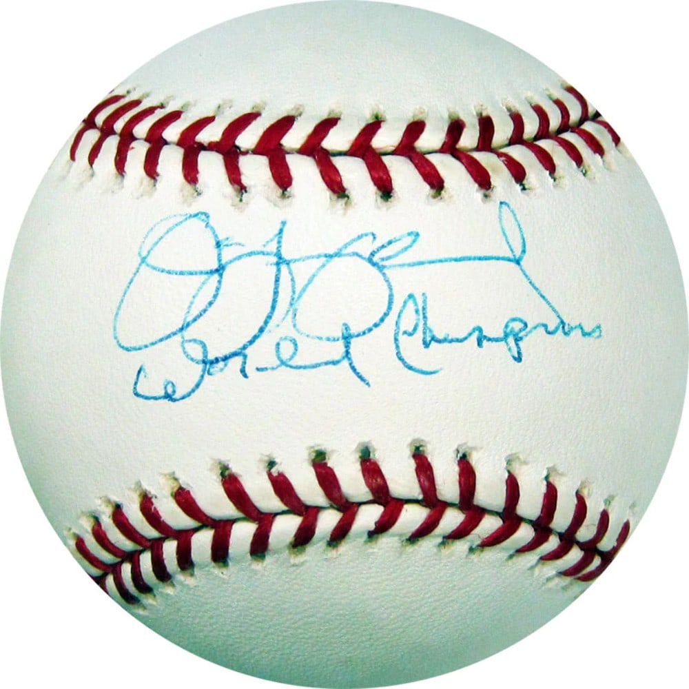 Jim Leyland Autographed JSA World Champion Baseball: Jim Leyland Autographed JSA World Champion Baseball Signed in blue with the words "World Champion" as the inscription, this Jim Leyland autographed baseball bears the mark of JSA authentication. In go