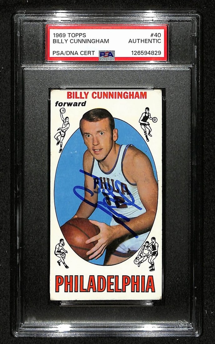 Billy Cunningham HOF 76ers Signed/ Auto 1969 TOPPS RC Card #40 PSA/ DNA 201102 (1 of 2)