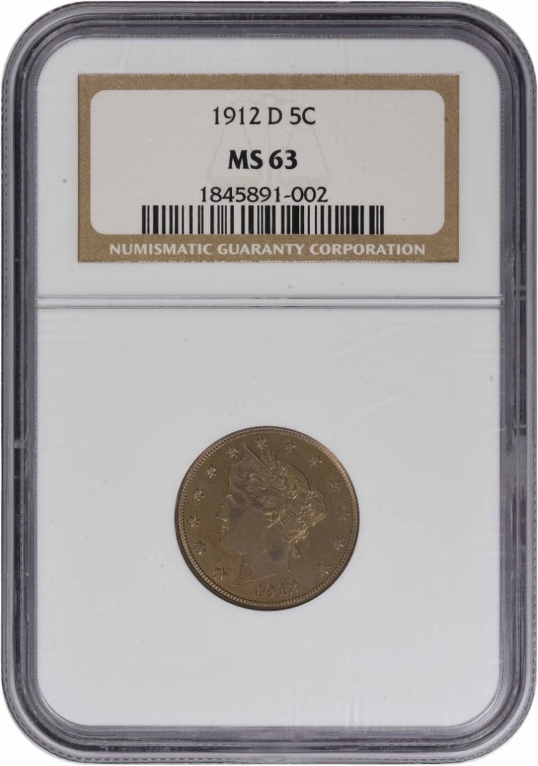 Liberty nickel 1912-D MS63 NGC: Liberty nickel 1912-D MS63 NGC The Liberty nickel 1912-D MS63 NGC boasts exceptional detail and luster, thanks to its Uncirculated condition. Certified by the Numismatic Guaranty Corporation (NGC), th