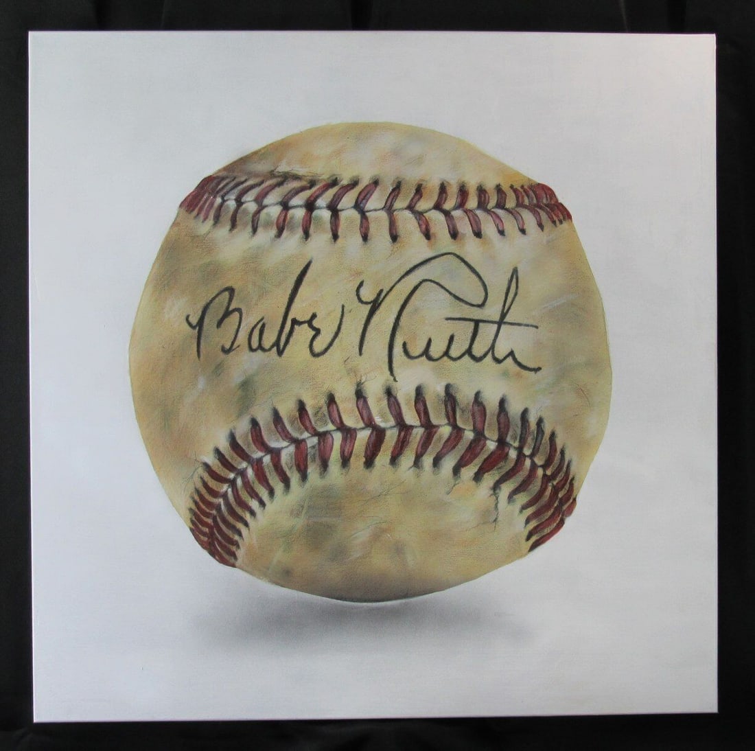 Babe Ruth Baseball 36x36 Original Painting Acrylic on Canvas 176779: Babe Ruth Baseball 36x36 Original Painting Acrylic on Canvas 176779 Original painting on canvas, measuring 36x36 inches, featuring Babe Ruth in baseball attire. The artwork bears an original signature