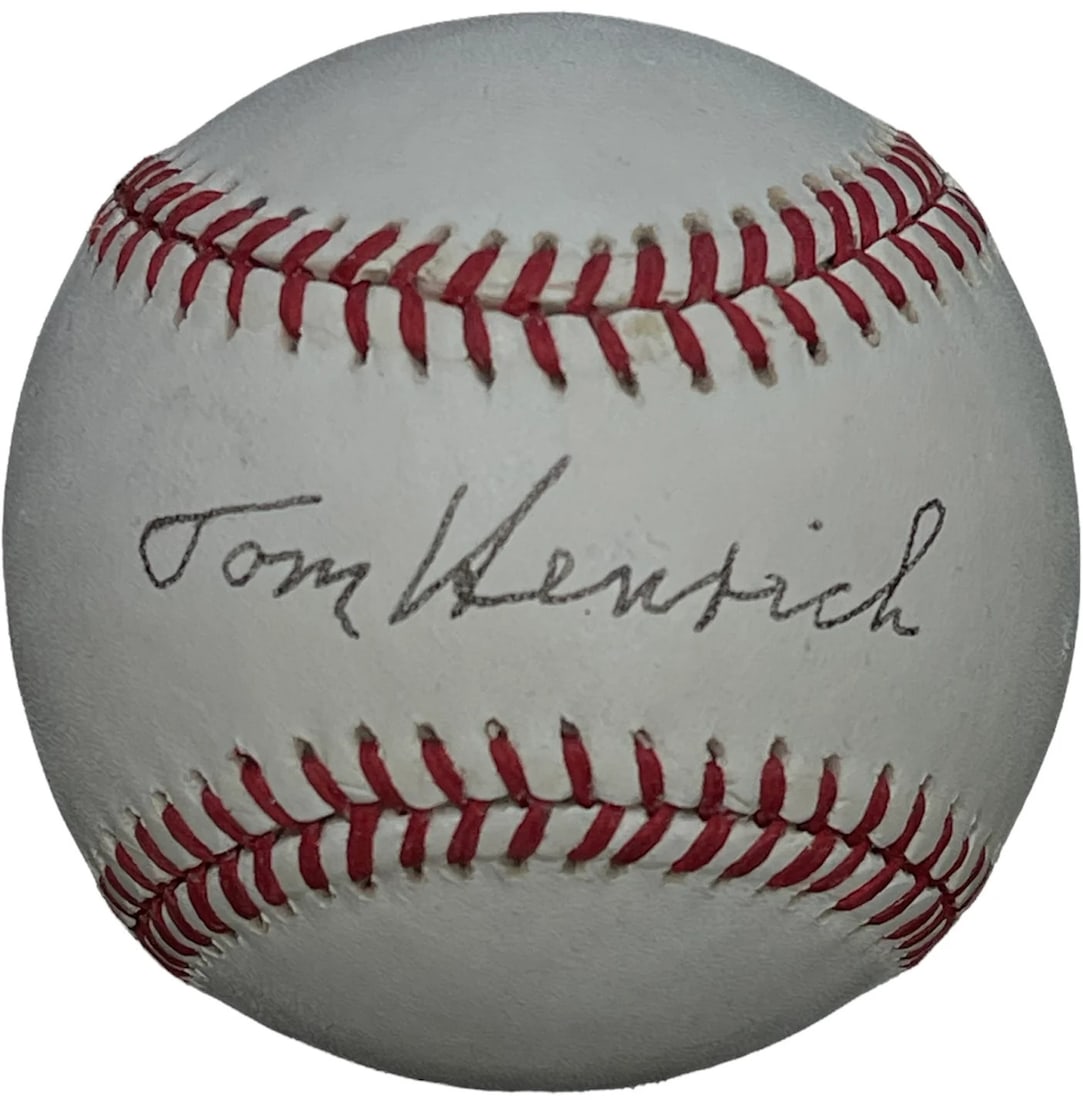 Tom Henrich Autographed Official American League Baseball (JSA): Tom Henrich Autographed Official American League Baseball (JSA) Tom Henrich's sharpie signature across the front of the sweet spot on this Official Bobby Brown Ball adds a unique touch to this authent